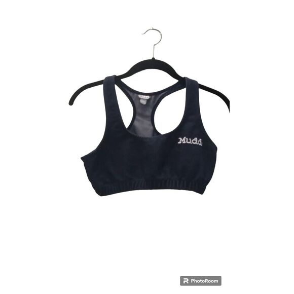 Mudd Other - Mudd logo blue denim look cross back sports bra